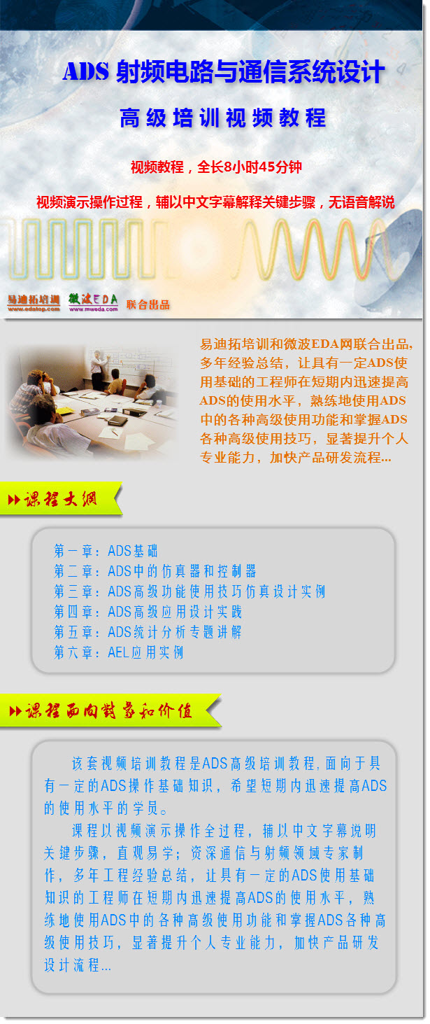 ADS射頻電路與通信系統設計高級培訓課程簡介